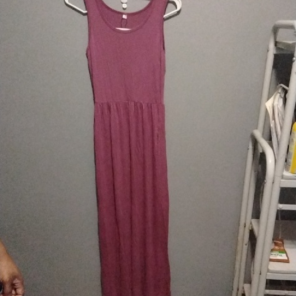 Pink Sleeveless Scoop Neck Maxi Sundress